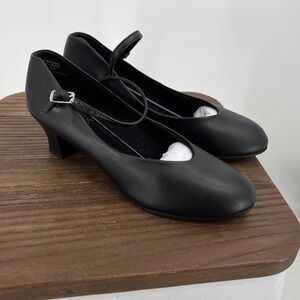 Capezio Tap Jr Footlight 550 Black Character Dance Shoes‎ Mary Jane Heel 8M NWT